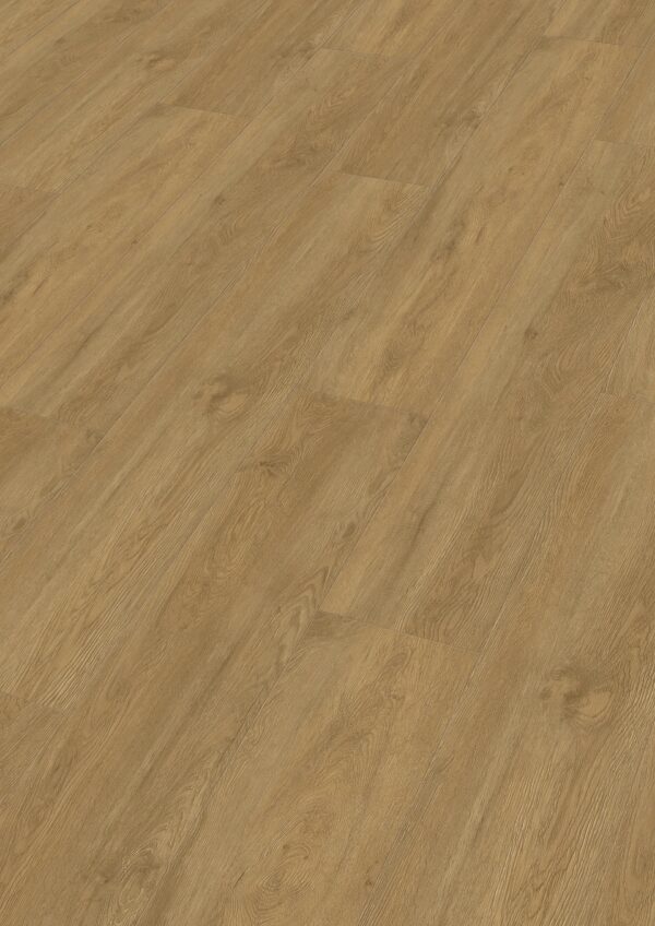 Klikkvinyl gulv i eik med naturlig trestruktur i brun tone