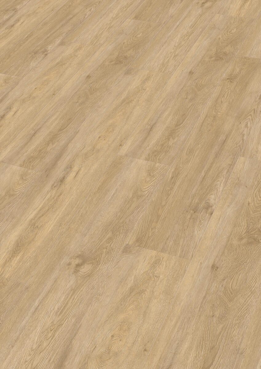 Klikkvinylgulv i eikedekor Vogue med lys beige trestruktur