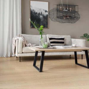 Maxwood XL herdete tregulv i eik med børstet struktur og lys raw nyanse i langt plankformat