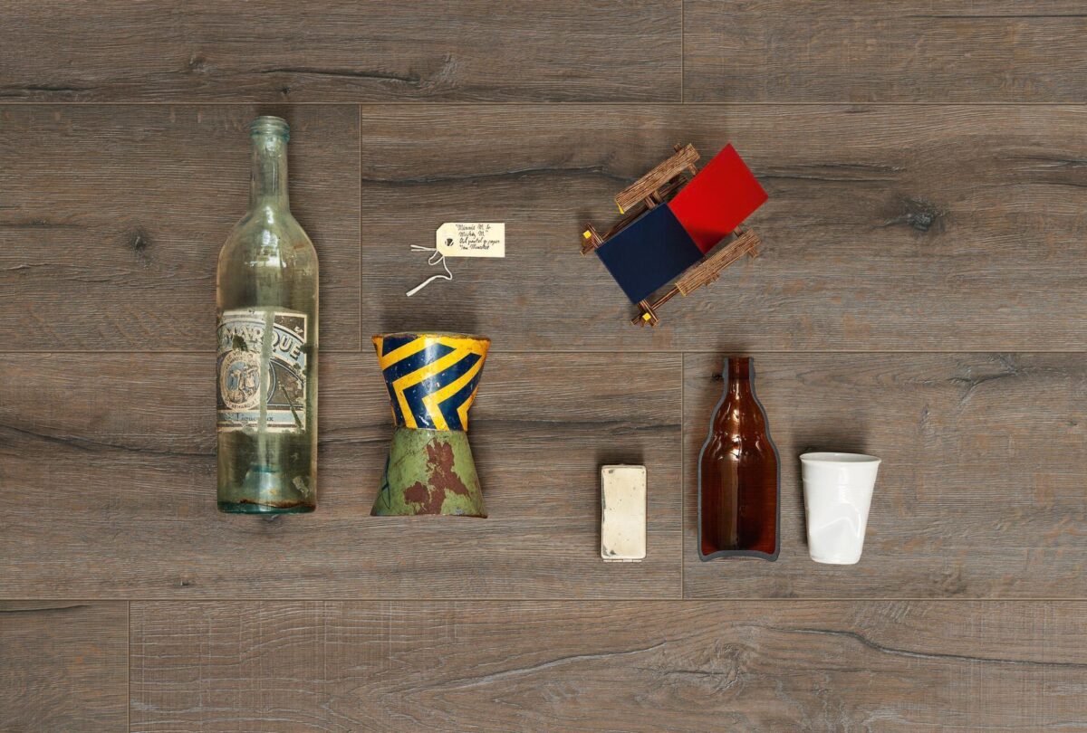 Klikkvinyl med kork Design. next DD 500 S – Clay Grey Old Wood Oak 06986