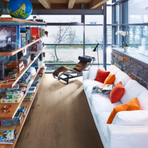 Herdet tregulv i eik Meister Lindura Clay Grey Oak 08901 – 1-stavs brede planker naturlig oljet