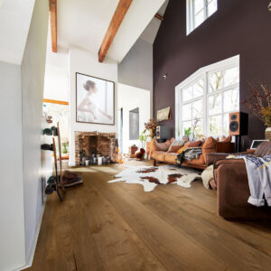 Herdet tregulv i eik Meister Lindura Oak Authentic Olive Grey 08903 – brede 1-stavsplanker naturlig oljet