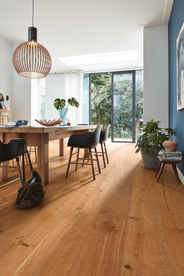 Herdet tregulv i eik Meister Lindura Oak Authentic 08904 – brede 1-stavsplanker naturlig oljet