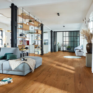 Herdet tregulv Lindura Oak Authentic Chestnut Brown 08911 – Brede Planker – Naturlig Oljet - Bilde 2