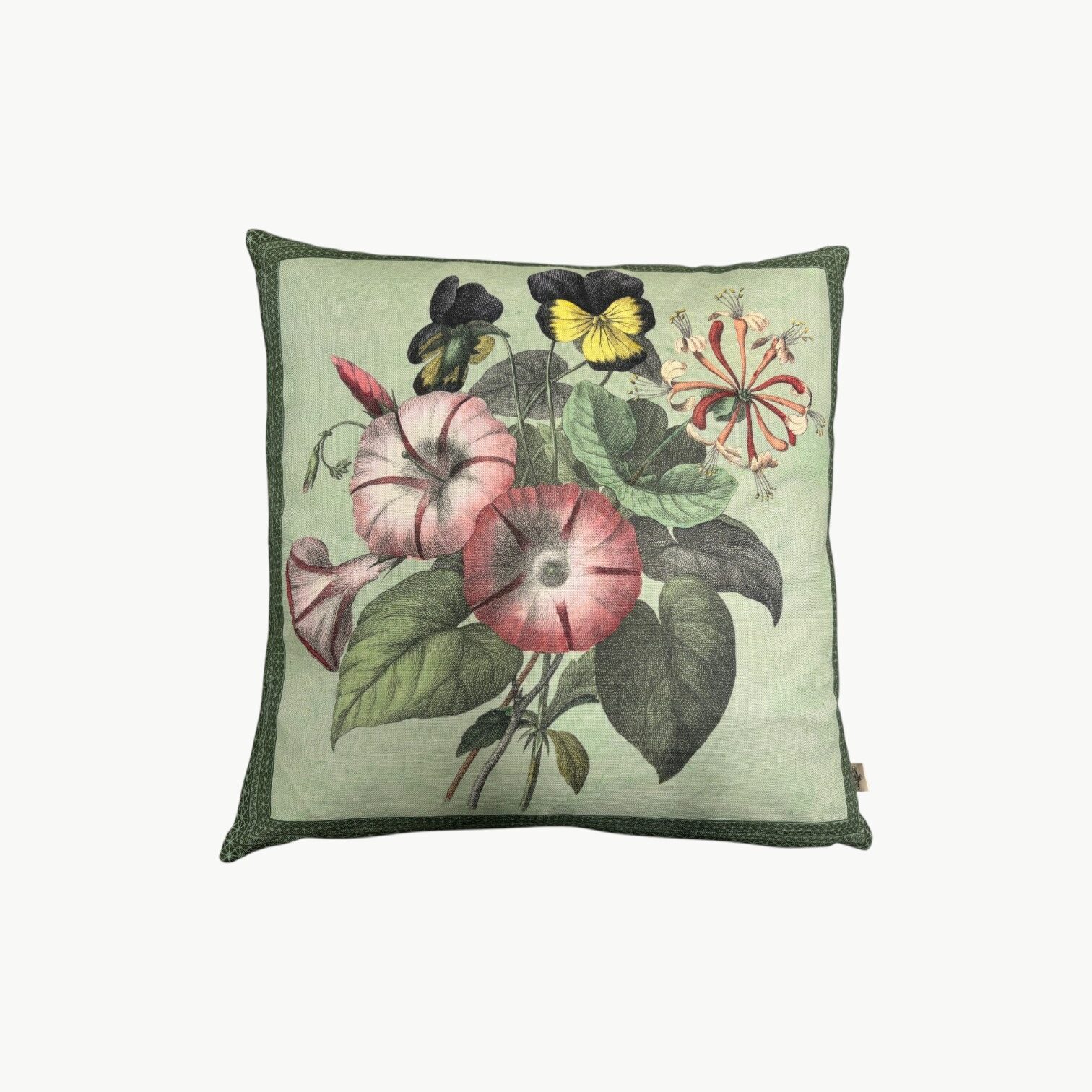 Designers Guild John Derian pyntepute med botanisk motiv av blader og planter i salviegrønn tone