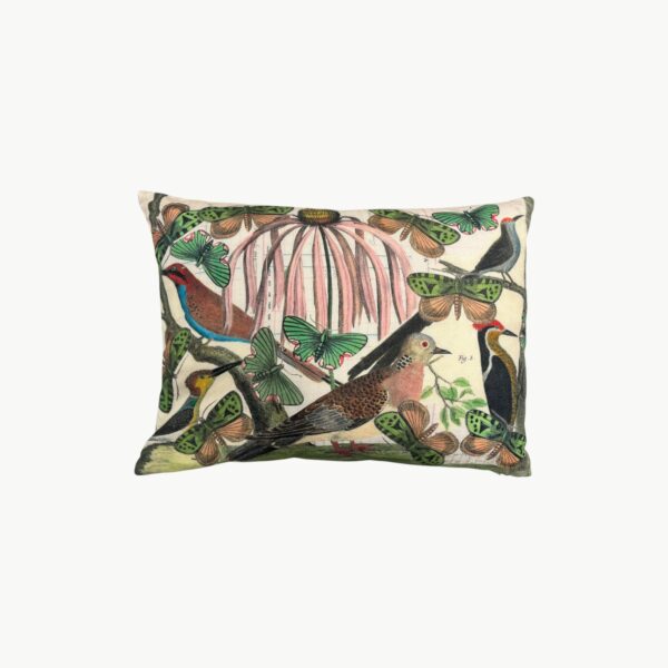 John Derian (for Designers Guild) Floral Aviary Parchment pyntepute med fugler og sommerfugler 60x45