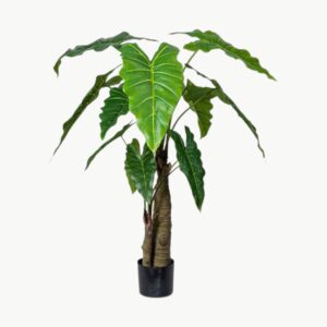 Kunstig alocasia plante i grønn med potte, 120 cm