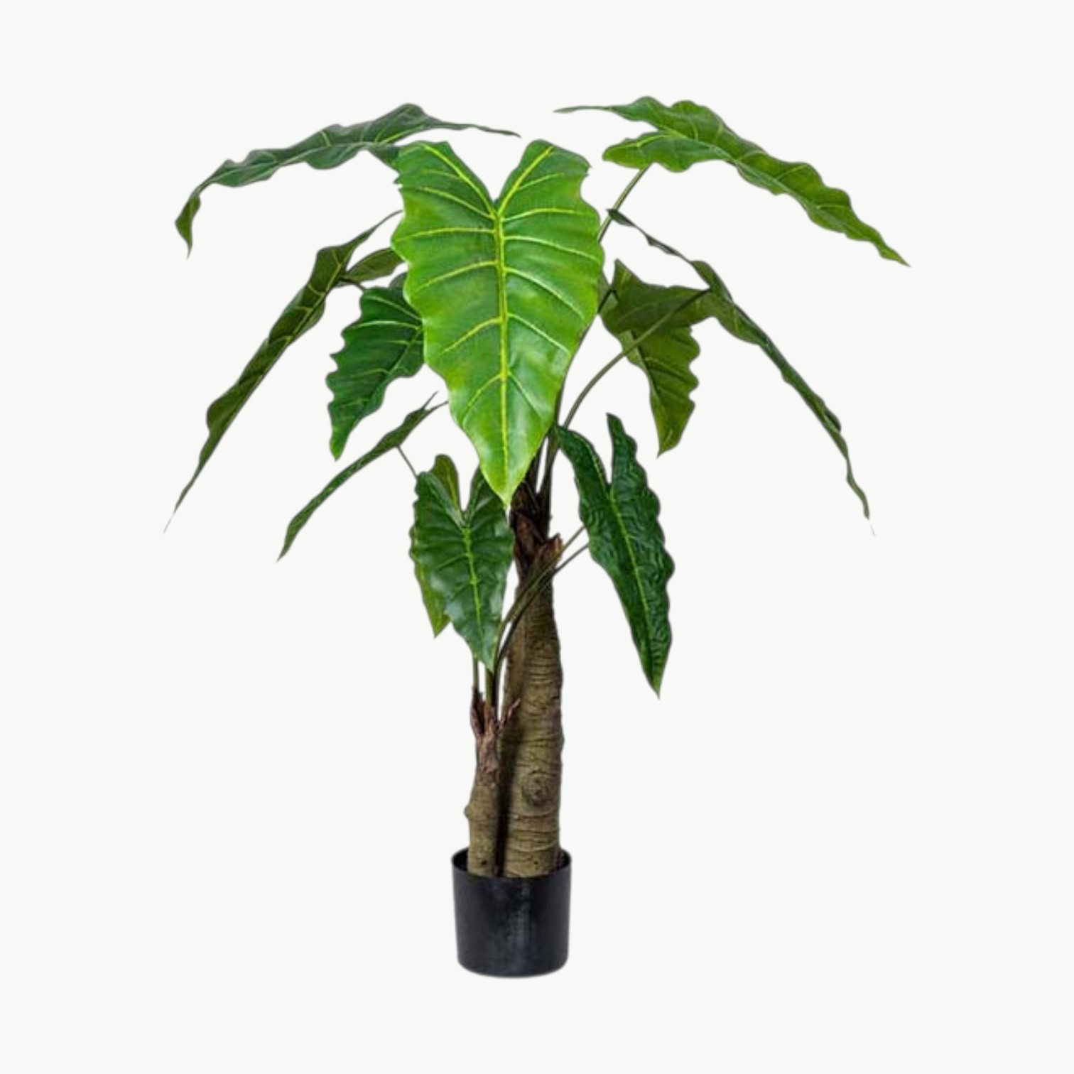 Kunstig alocasia plante i grønn med potte, 120 cm