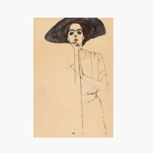 Plakat Portrait of a Woman II av Egon Schiele med hvit kant
