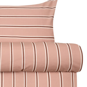 Nærbilde av trendy stripemønster i ekstra fin bomull, Lissi varm rosa