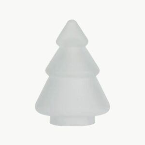 Gran glasstre 11,5 cm i frostet hvitt glass fra Hadeland Glassverk mot hvit bakgrunn.