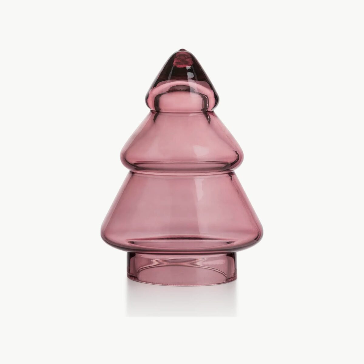 Gran glasstre 9,8 cm i rosa glass fra Hadeland Glassverk mot hvit bakgrunn.