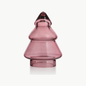 Gran glasstre 9,8 cm i rosa glass fra Hadeland Glassverk mot hvit bakgrunn.
