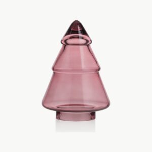 Gran glasstre 12,7 cm i rosa glass fra Hadeland Glassverk mot hvit bakgrunn.