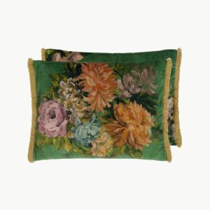 Fleurs D Artistes Velours Pute - Vintage Green 60x45cm