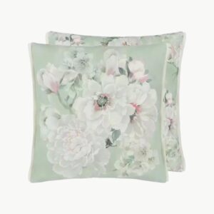Fleur Blanche Eau De Nil Pute 50x50cm