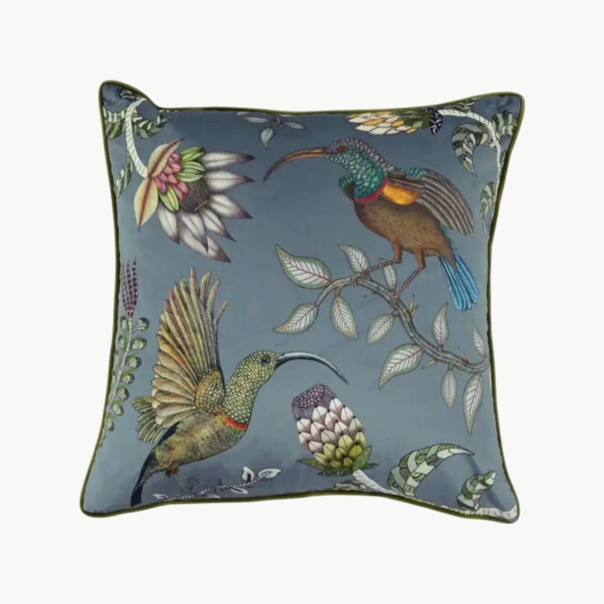 Ardmore Protea Garden Ash putetrekk i fløyel 60x60 cm med botanisk mønster