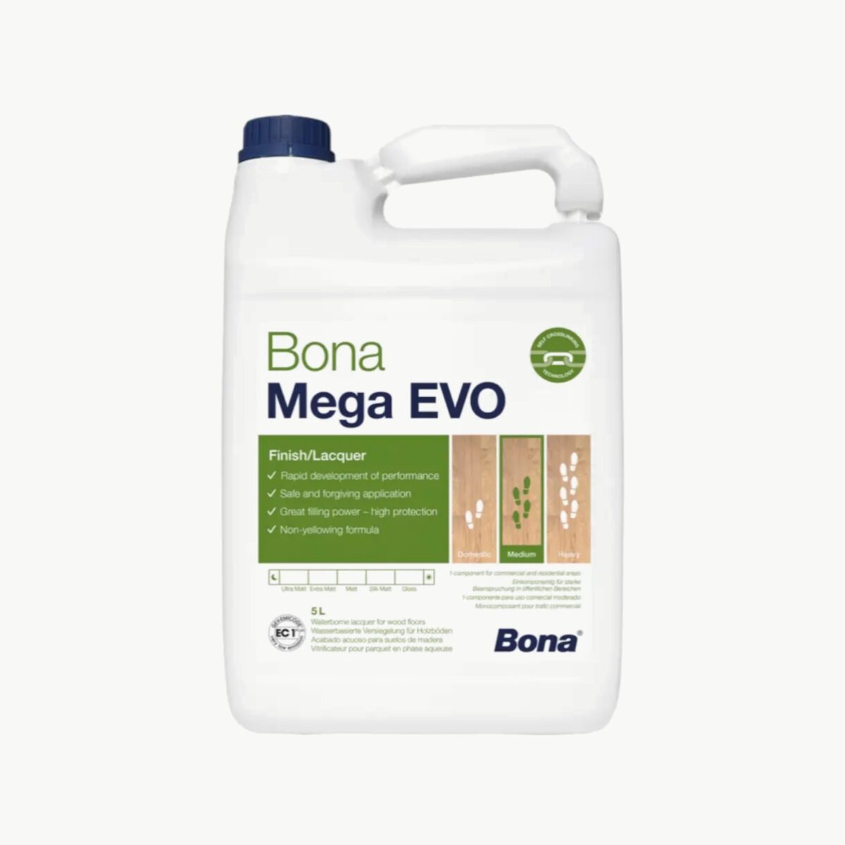 Bona Mega EVO Extra Matt 5L vannbasert gulvlakk til tregulv