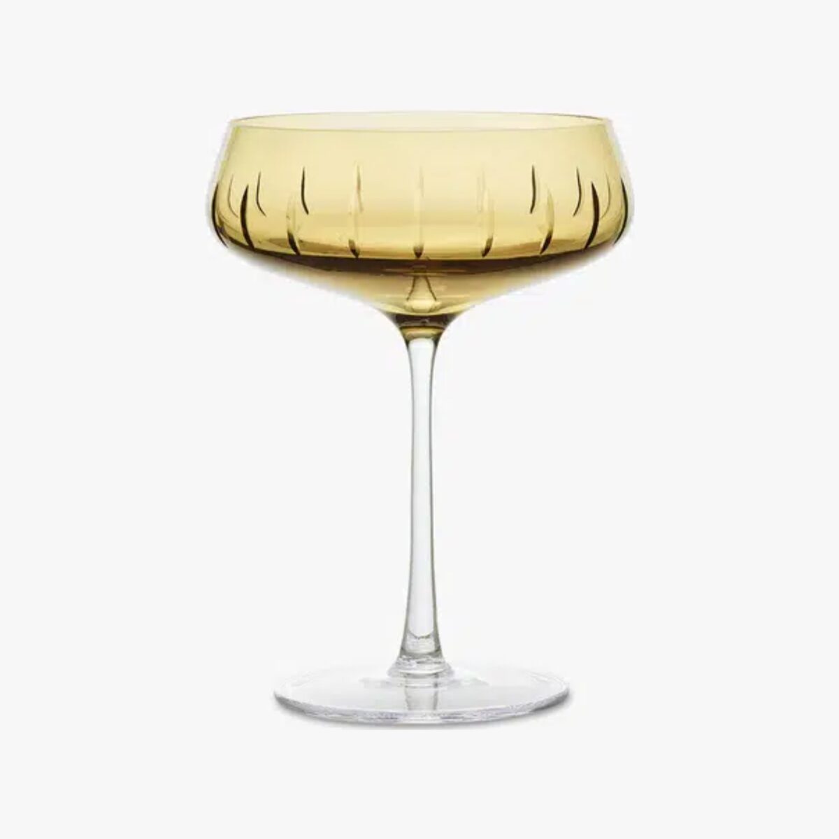 Louse Roe Singel Cut Champagneglass, Amber