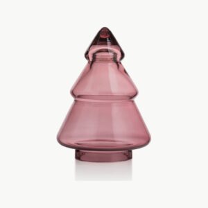 Gran glasstre 11,5 cm i rosa glass fra Hadeland Glassverk mot hvit bakgrunn.