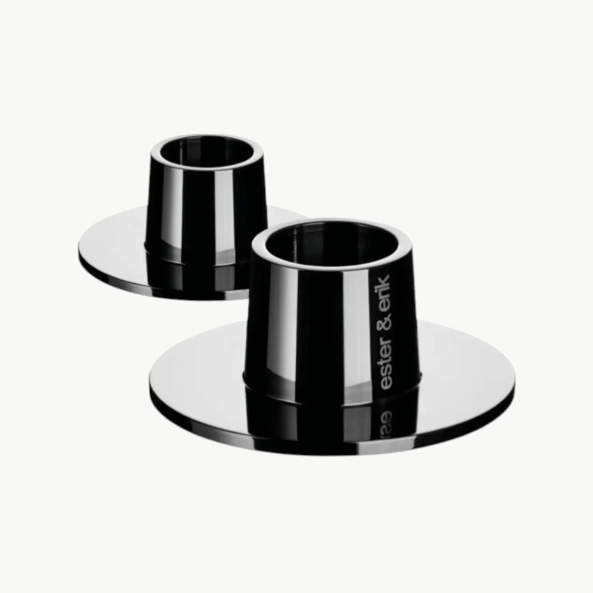 Lysestake blank sort medium 2-pk fra Ester og Erik til vanlige kronelys