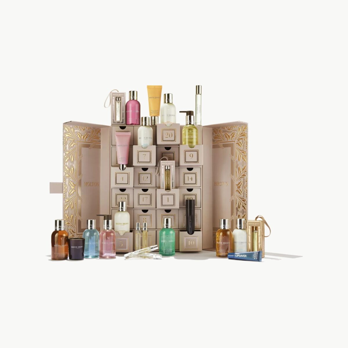 Molton Brown Advent Kalender – 24 luksuriøse produkter med duft og pleie. En elegant julekalender fylt med britisk velvære og eksklusivitet.