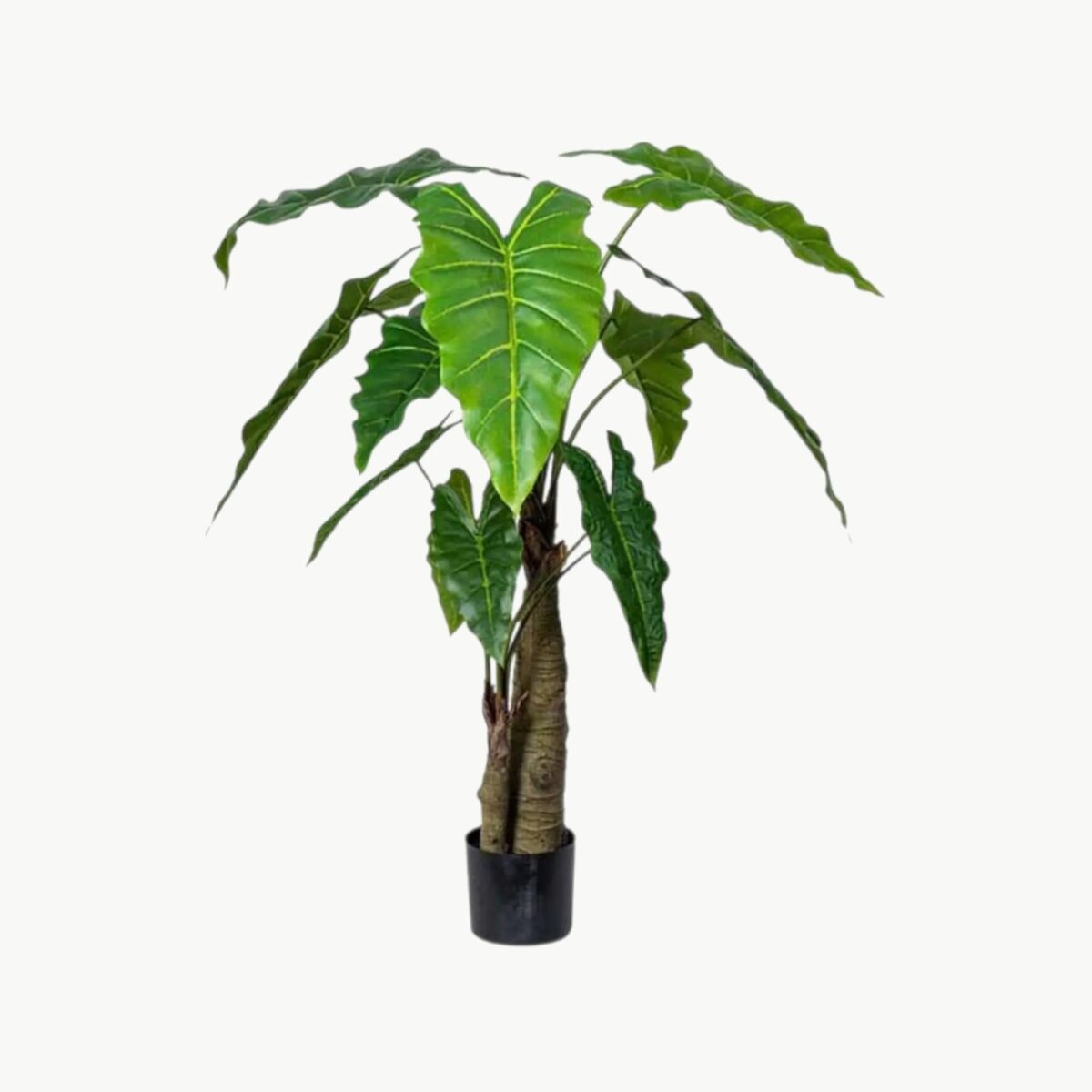 Kunstig alocasia plante i grønn med potte, 120 cm