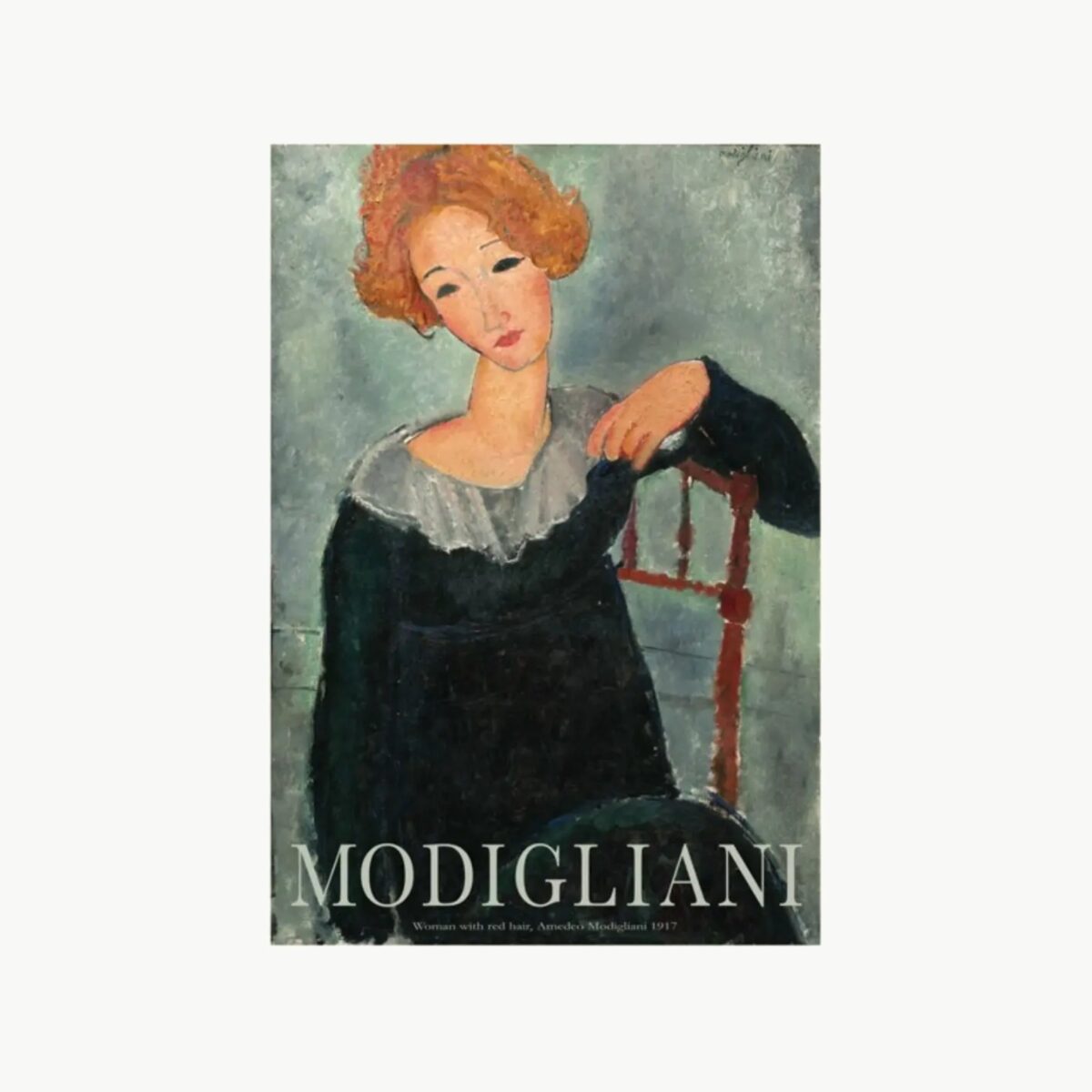 Plakat Woman with Red Hair av Amedeo Modigliani i størrelse 30x40 cm med hvit kant