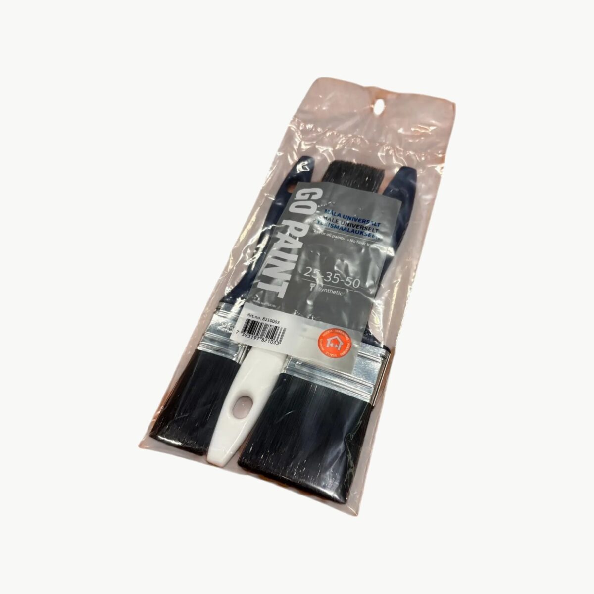 Go Paint penselsett 25–35–50 mm med blått håndtak for innendørs maling