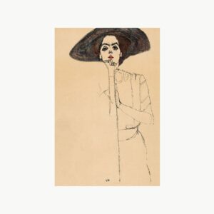 Plakat Portrait of a Woman II av Egon Schiele med hvit kant