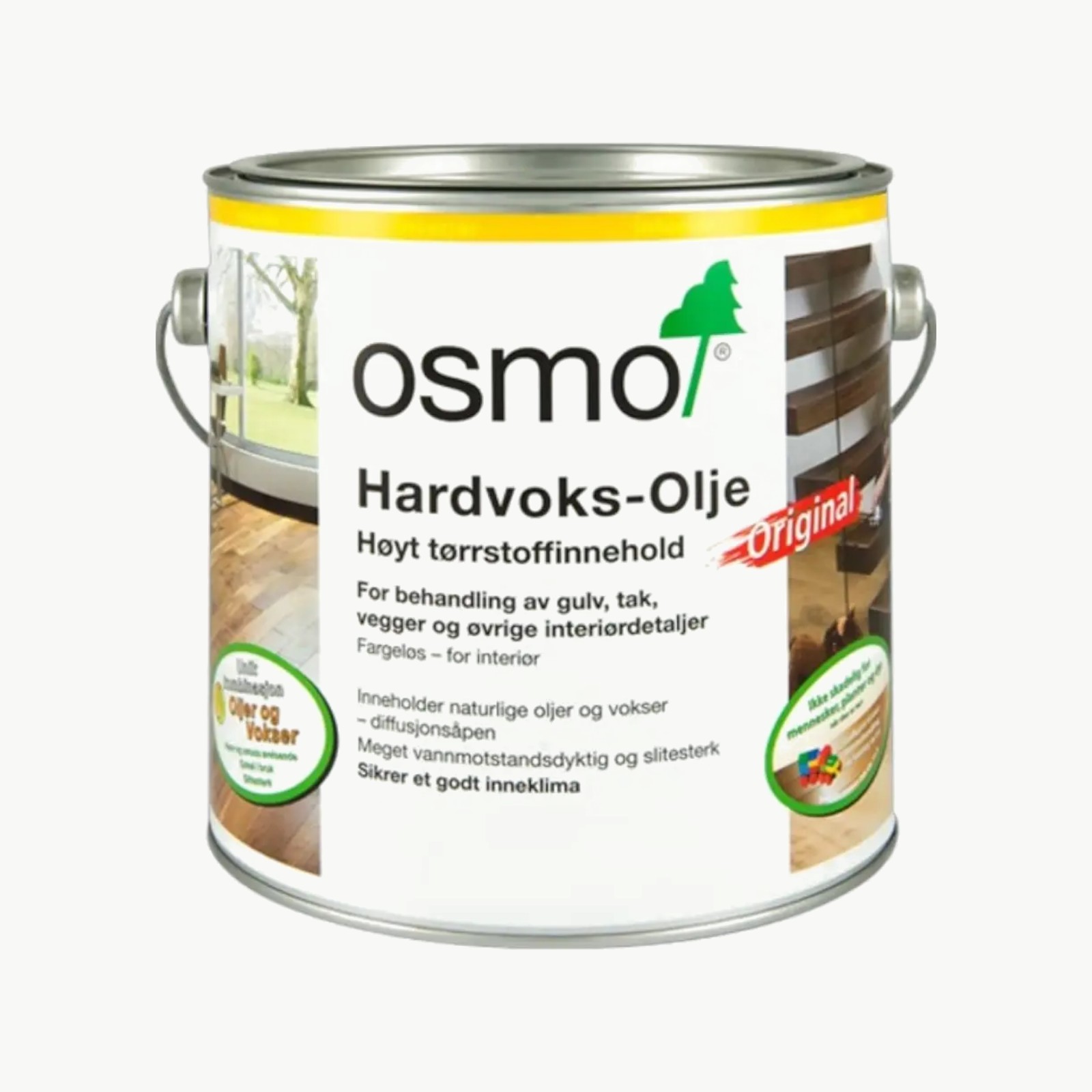 Osmo Hardvoksolje Original Semimatt 3065 for behandling av gulv og andre treoverflater innendørs