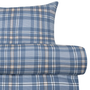 Isak Flanellsengesett Denimblå fra Høie – detaljbilde