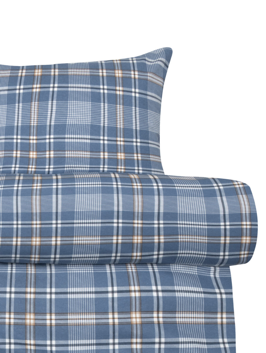 Isak Flanellsengesett Denimblå fra Høie – detaljbilde