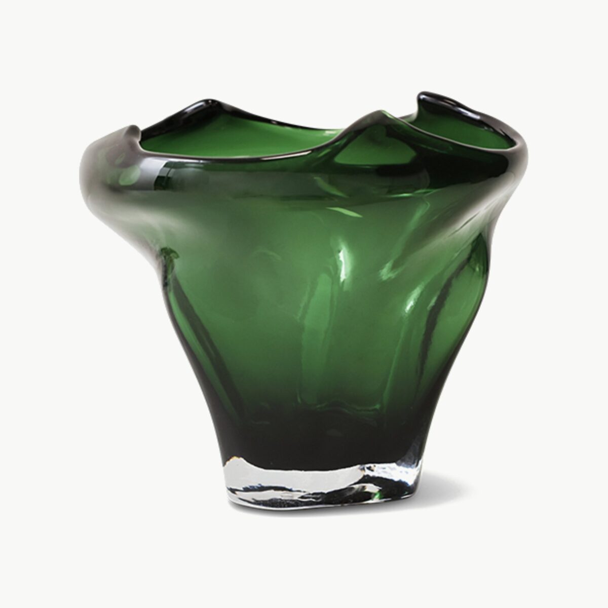 HKliving Folded Mid glassvase i smaragdgrønn