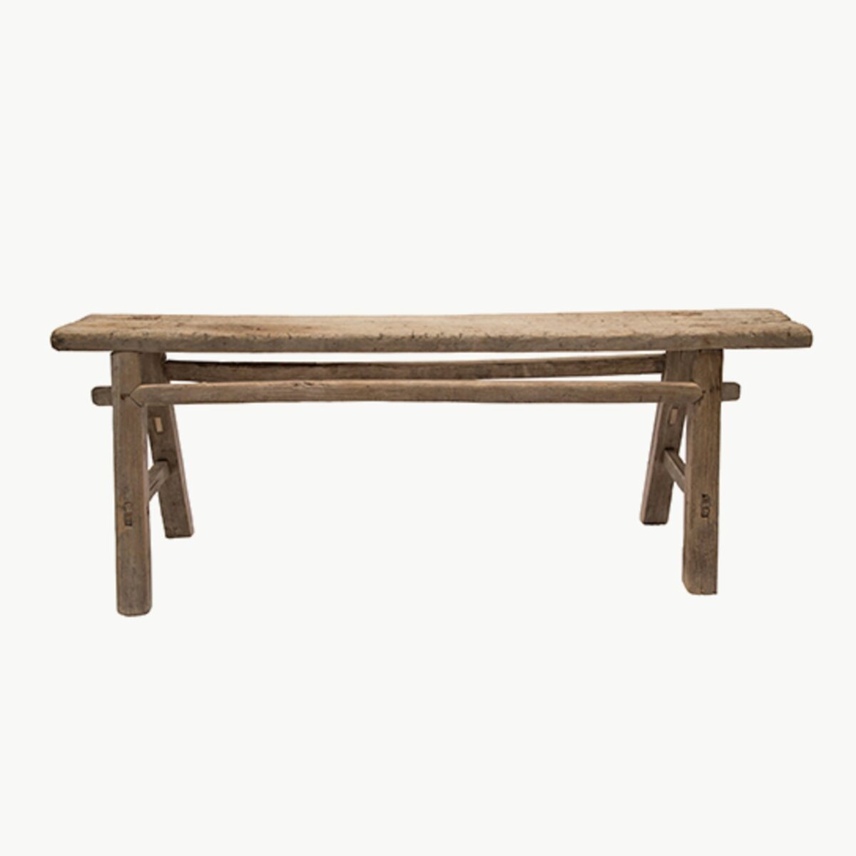 Lang, smal vintage krakk i naturlig tre