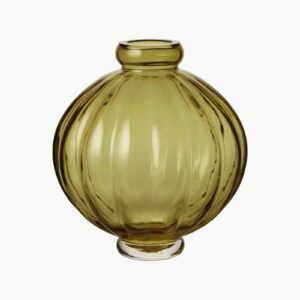 Louise Roe Balloon Vase 01 i olivengrønt glass, 25 cm
