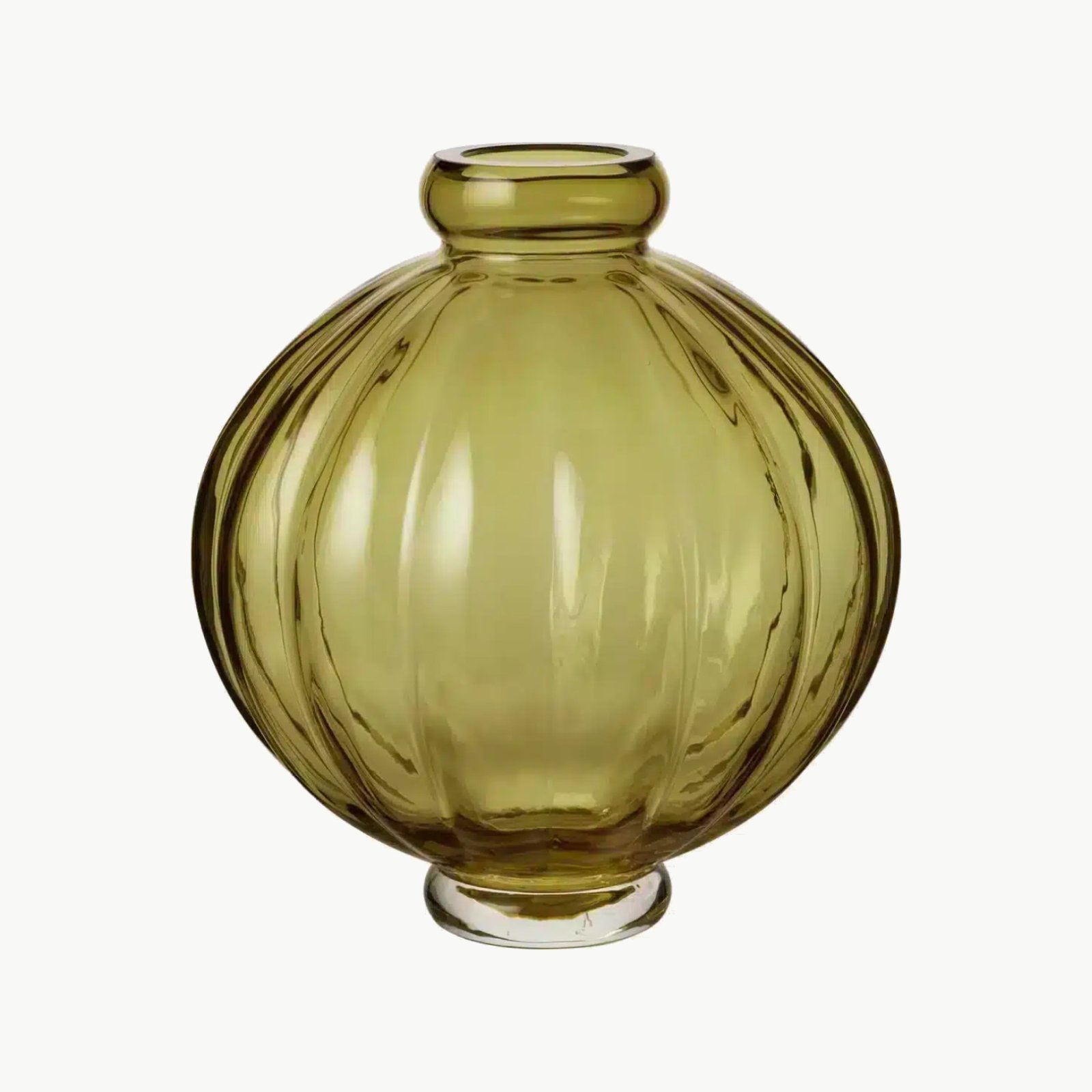 Louise Roe Balloon Vase 01 i olivengrønt glass, 25 cm
