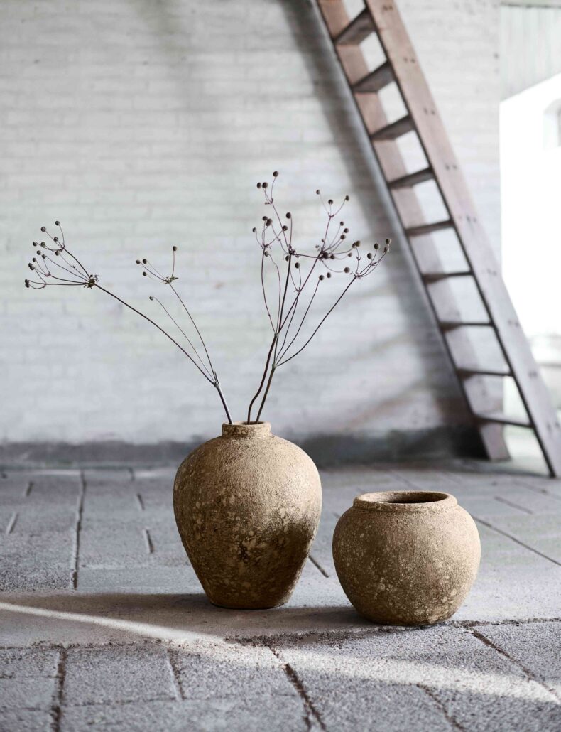 Luna vase - Håndlaget terrakotta - Beige - 25cm